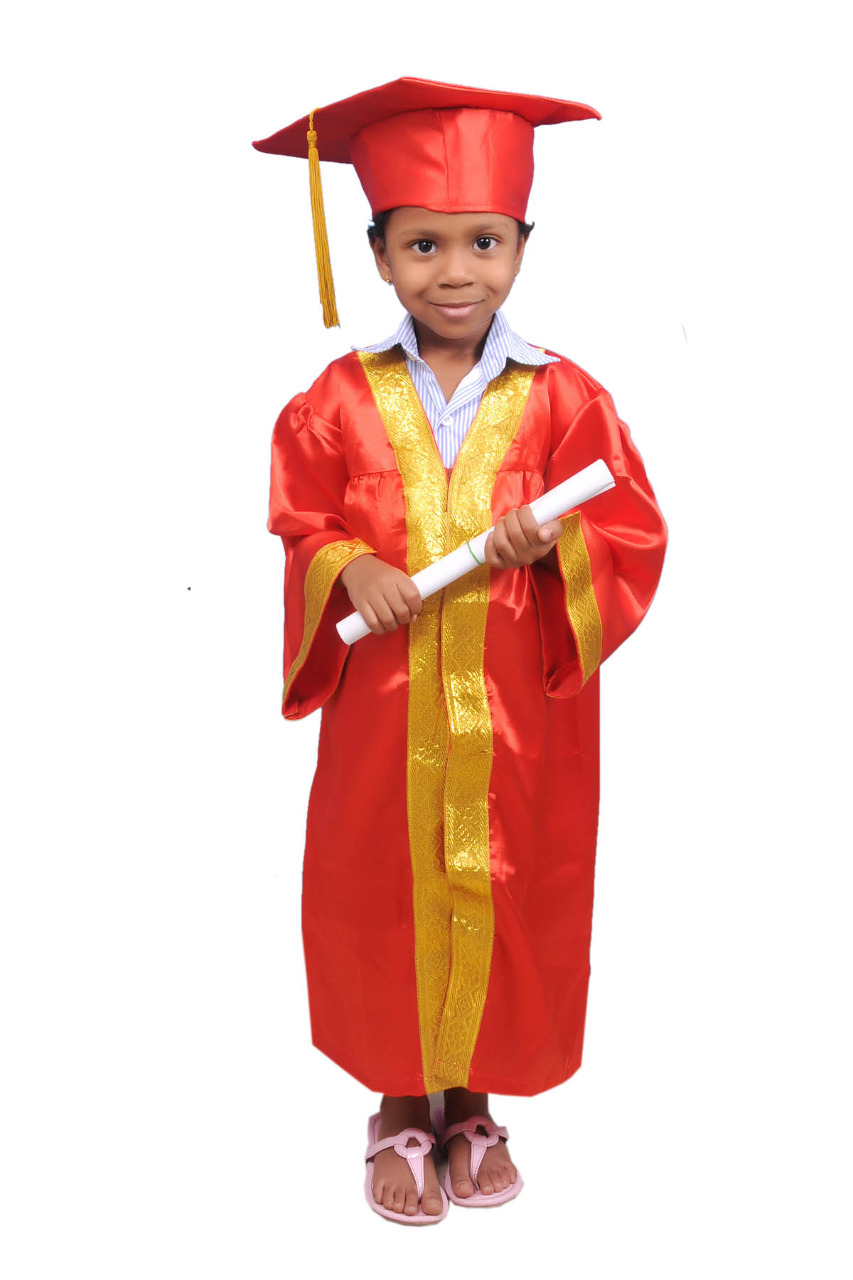 Red Kids convocation Gowns with Golden Boarder