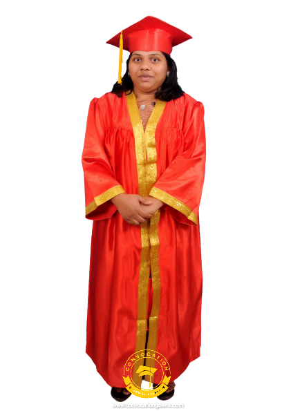 Faculty red satin Convocation gown